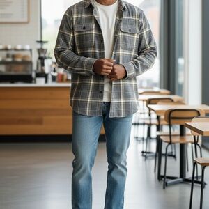 Carhartt Gray and White Plaid Shirt